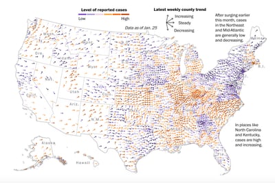 Visualizing the omicron wave striking and rolling across the country